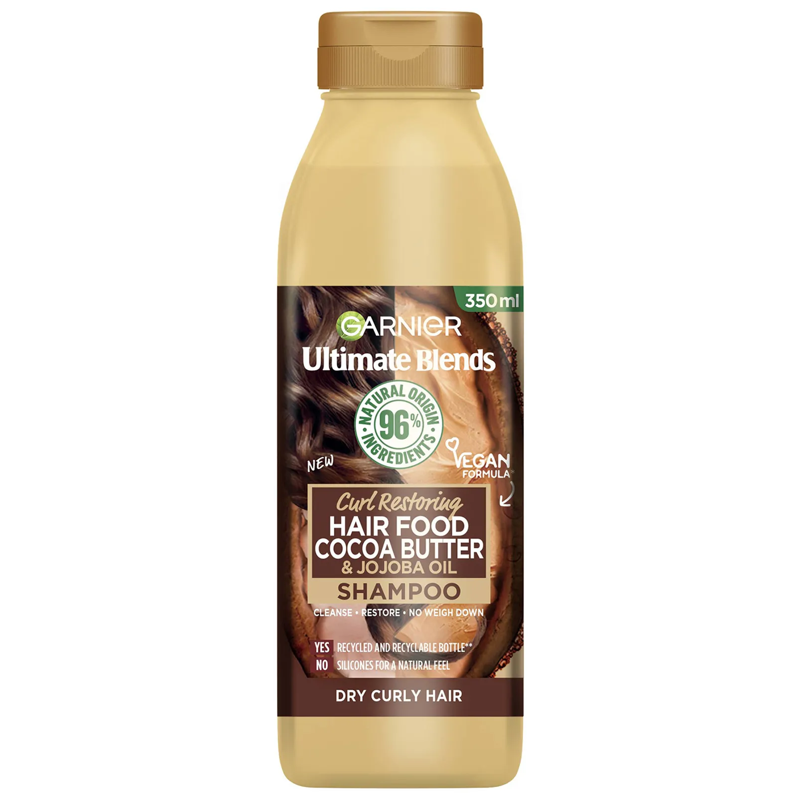 Champú con manteca de cacao para pelo seco y rizado Ultimate Blends de Garnier 350 ml
