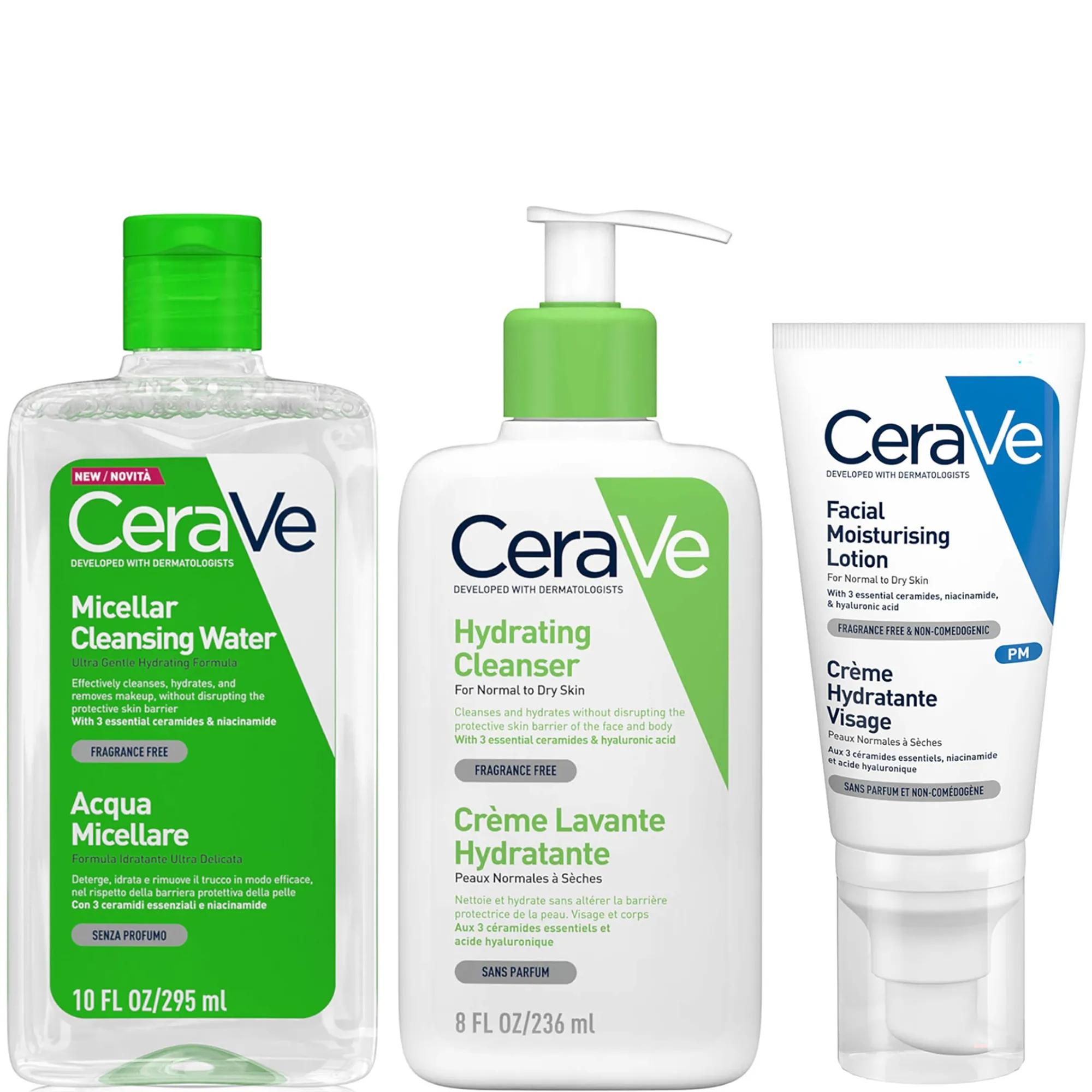 Kit de limpieza e hidratación en 3 pasos de CeraVe