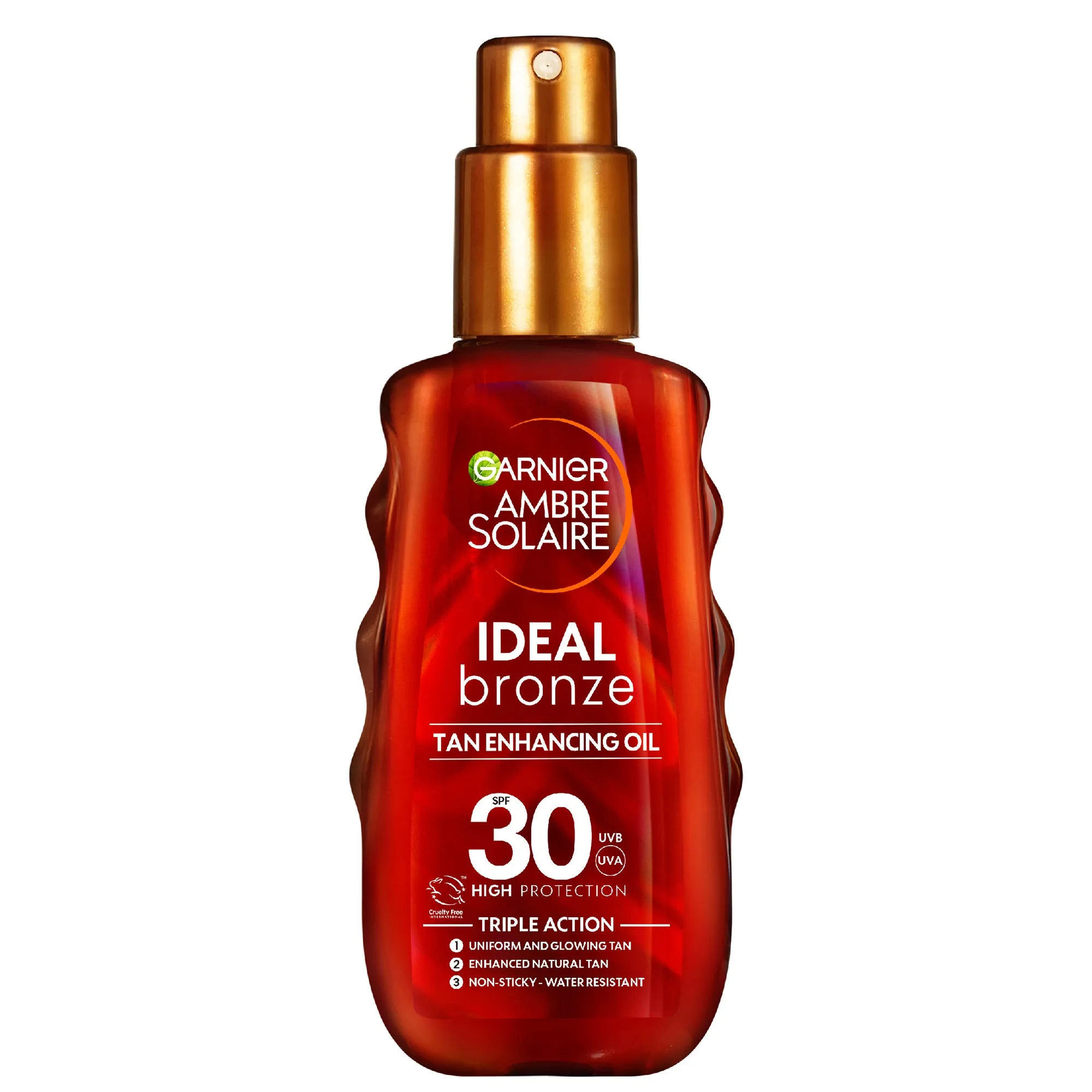Aceite protector en espray con FPS 30 Ambre Solaire Ideal Bronze de Garnier, 150 ml