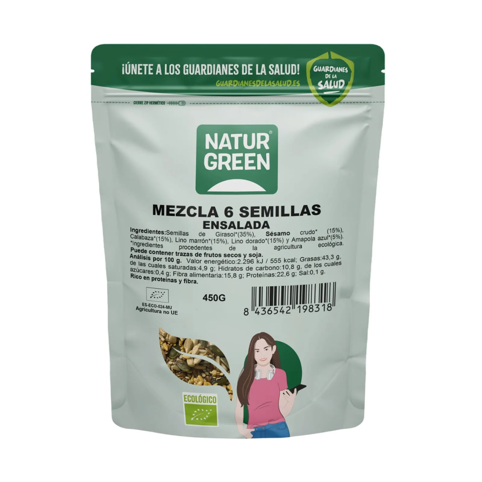 Mezcla 6 Semillas Ensalada Bio 450g