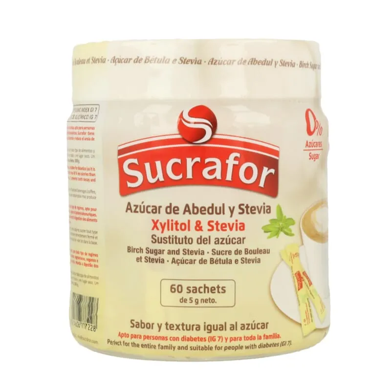 Azucar De Abedul Stevia Y Xilitol 60 Sobres