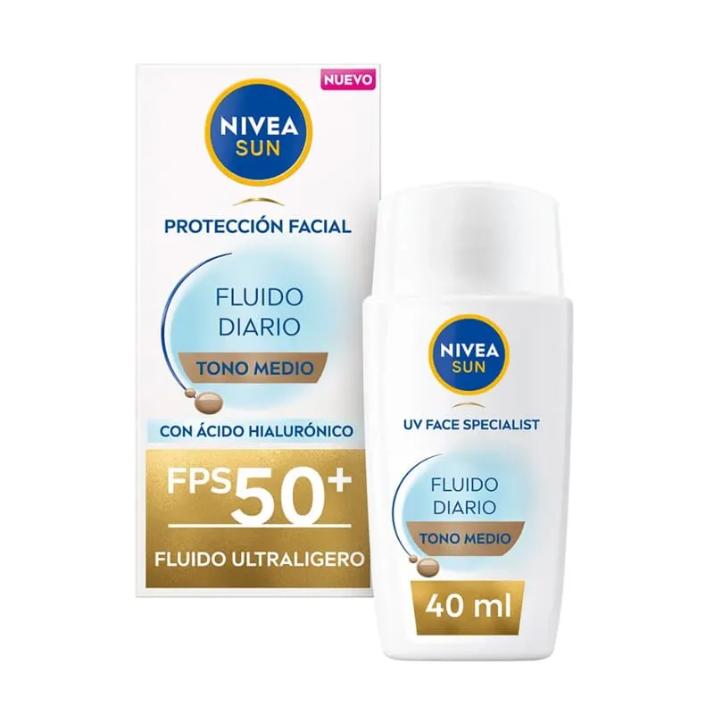 Sun Fluido Diario Protección Facial #Tono Medio 40 ml