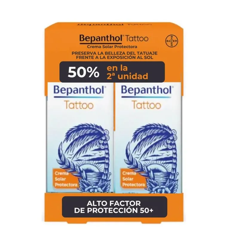 Bepanthol Tatto Crema Solar Protectora SPF50+ Duplo 2 Uds 50 ml