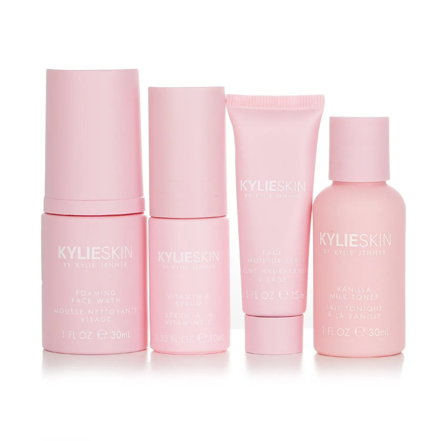 4-Piece Mini Set: Foaming Face Wash 30ml + Face Moisturizer 15ml + Vitamin C Suero 10ml + Vanilla Milk Toner 30ml