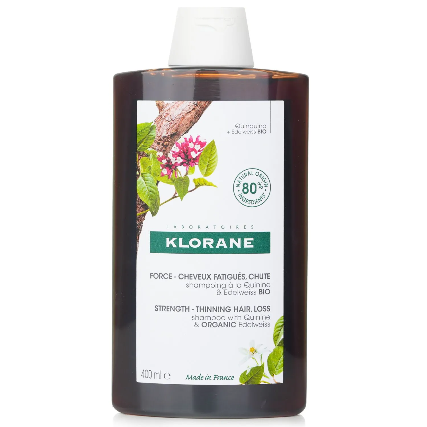 Champú con quinina y edelweiss orgánico (fortalece el cabello debilitado)