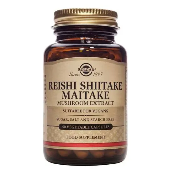 Solgar - Extracto de Hongo Reishi Shiitake Maitake - 50 Cápsulas Vegetales