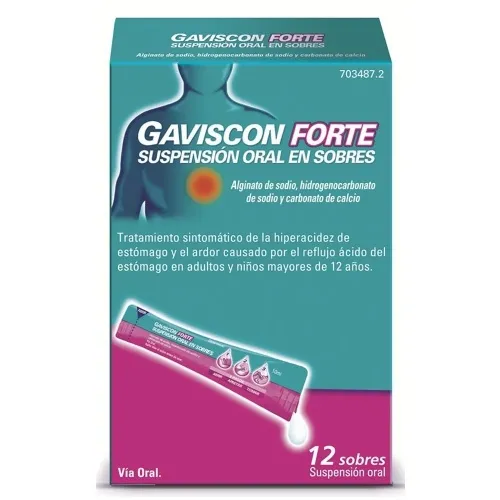 GAVISCON FORTE SUSPENSION ORAL EN SOBRES , 12 sobres