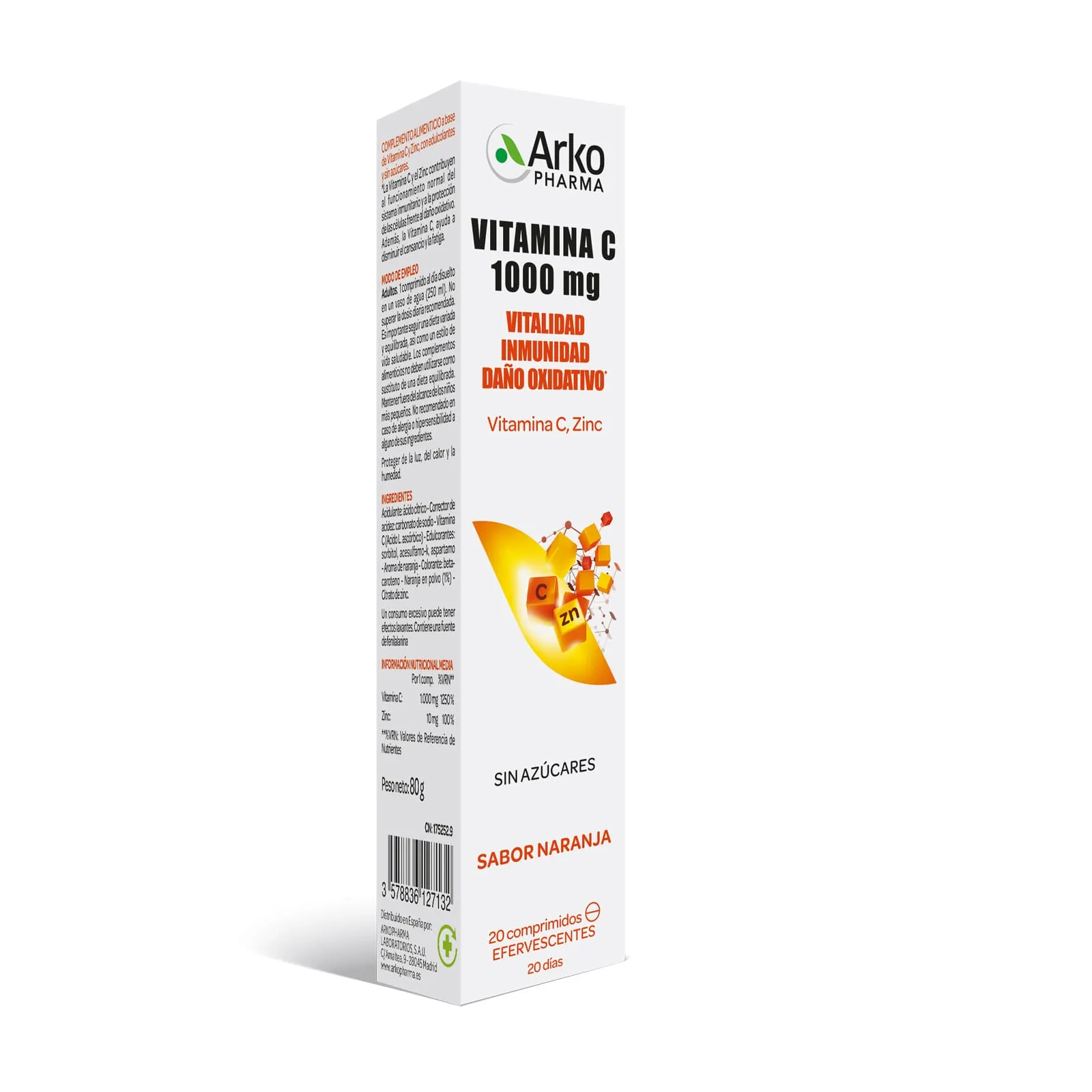 ARKOVITAL VITAMINA C 1000mg 20 Tabletas Efervescentes