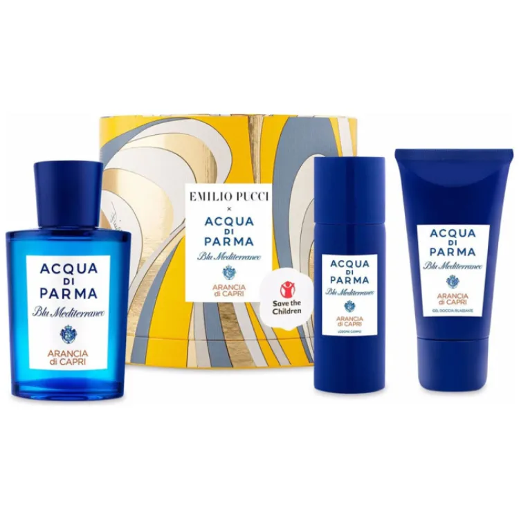 Set Acqua di Parma: Blu Mediterraneo Orange of Capri Eau De Toilette Unisex 75 ml + Body Lotion 50 ml + Cleansing Shower Gel For All Skin Types 40 ml