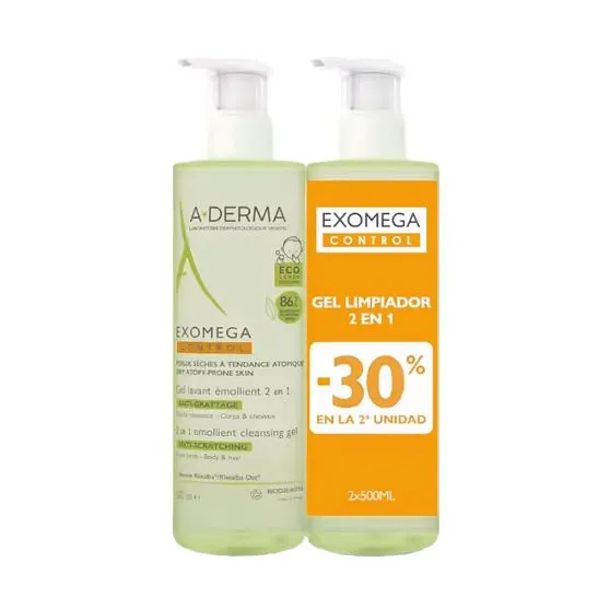 A-Derma Duplo Exomega Control Gel Limpiador Emoliente 2 en 1