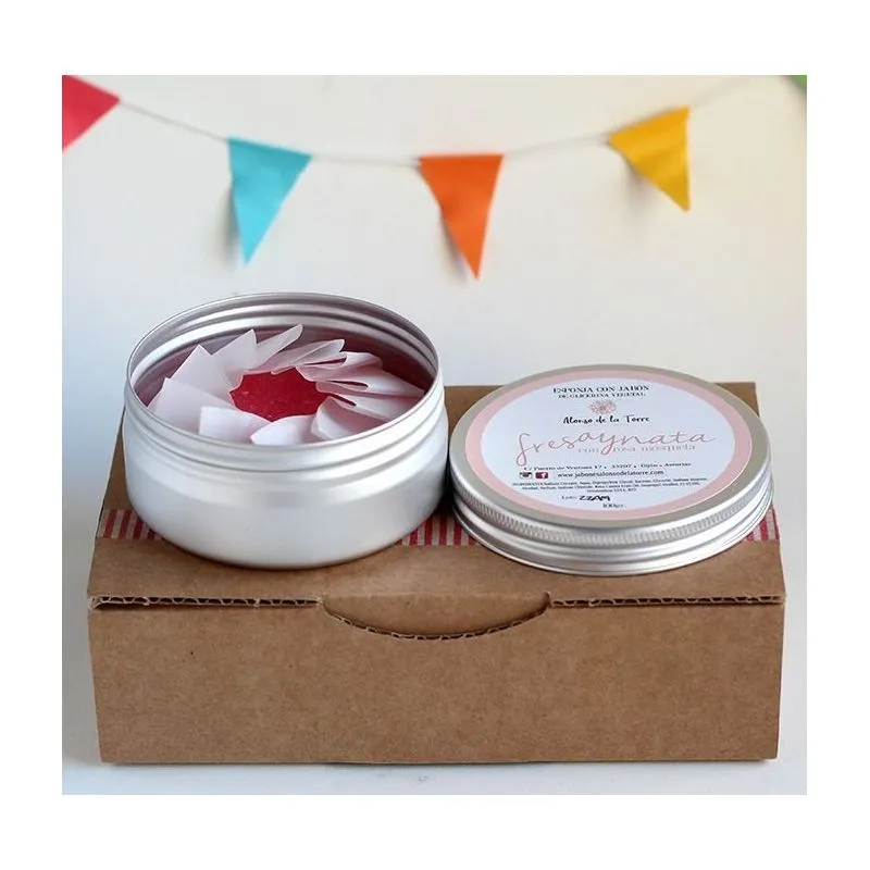 Alonso de la Torre Lata jabón-esponja Fresa y Nata con Rosa Mosqueta