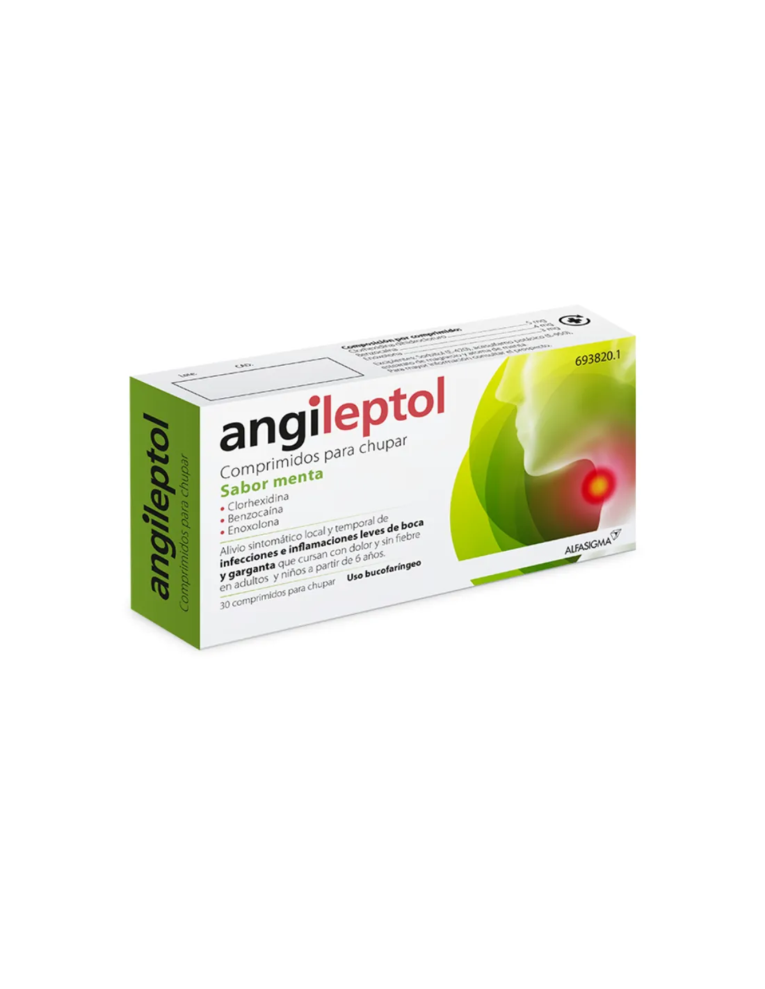 ANGILEPTOL 30 Comprimidos para Chupar Sabor Menta