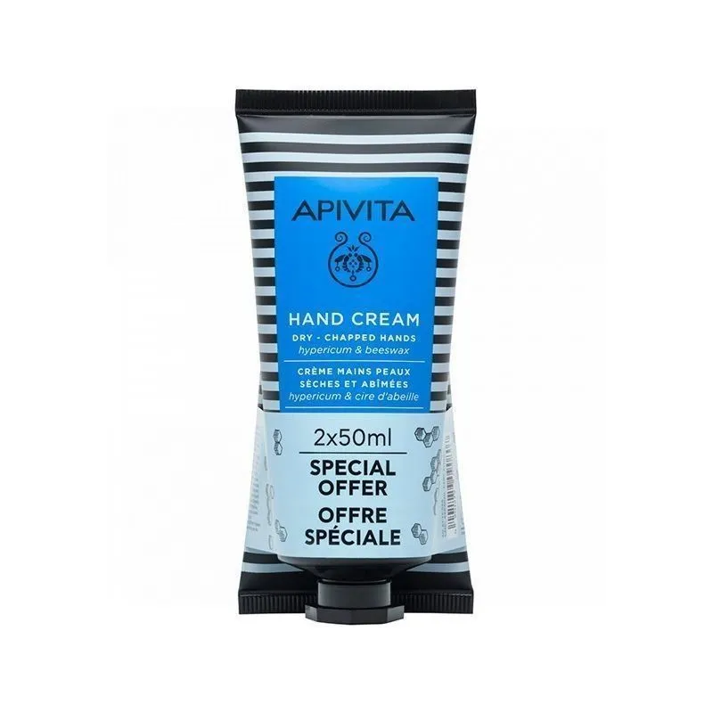 Apivita Crema de Manos Secas Hiperico Y Cera Duplo 2x50ml