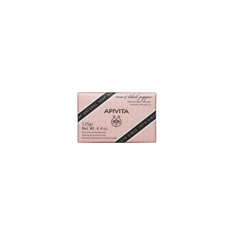 Apivita Natural Soap Con Rosa y Pimienta Negra