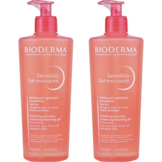 Bioderma Sensibio Duplo Gel Moussant 2x500 ml