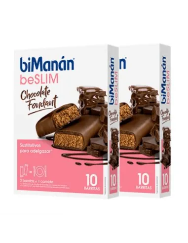 BIMANÁN BESLIM BARRITAS SABOR CHOCOLATE FONDANT DUPLO 2 X 10 BARRITAS