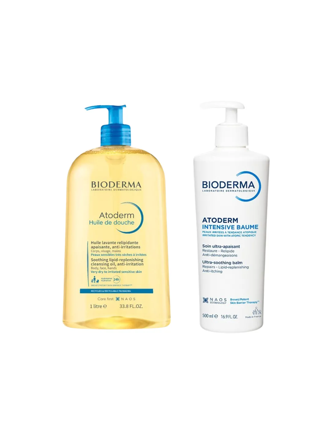 BIODERMA Atoderm Huile de Douche 1L + Intensive Baume 500 ml