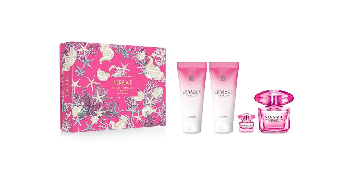 Versace Bright Crystal Absolu Women's Gift Set Eau de Parfum 90 ml + Scented Body Milk 100 ml + Scented Shower Gel 100 ml + Eau de Parfum 5 ml
