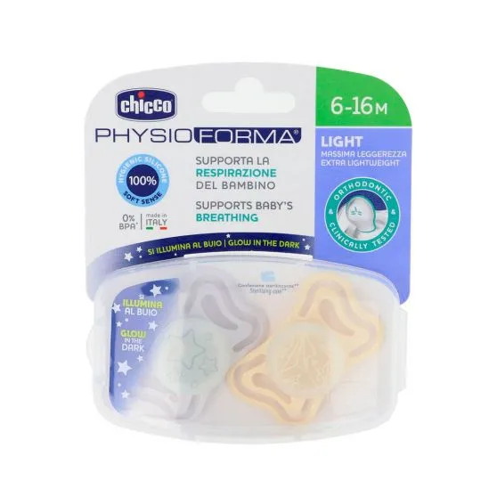 Chicco Chupetes PhysioForma Light Night 6-16 Meses