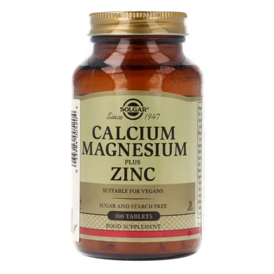 Solgar - Calcio y Magnesio con Zinc Plus - 100 comprimidos