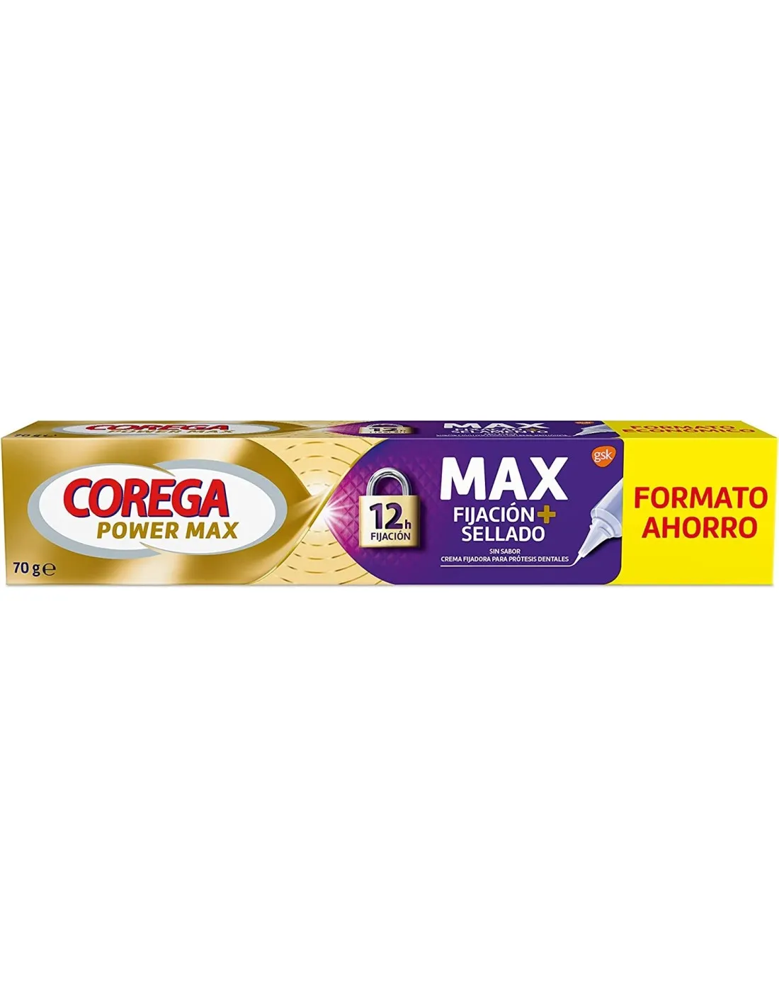 COREGA Max Fijación + Sellado Crema Adhesiva Dental (Sin Sabor) 70g