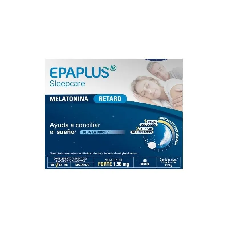Epaplus Sleepcare Melatonina Pura Retard 60 Comprimidos