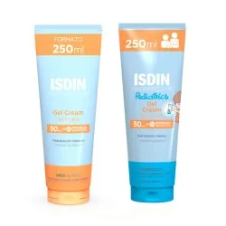 Fotoprotector Isdin Pack Familia Gel Crema SPF 50 250ml + Pediatrics SPF 50 250ml