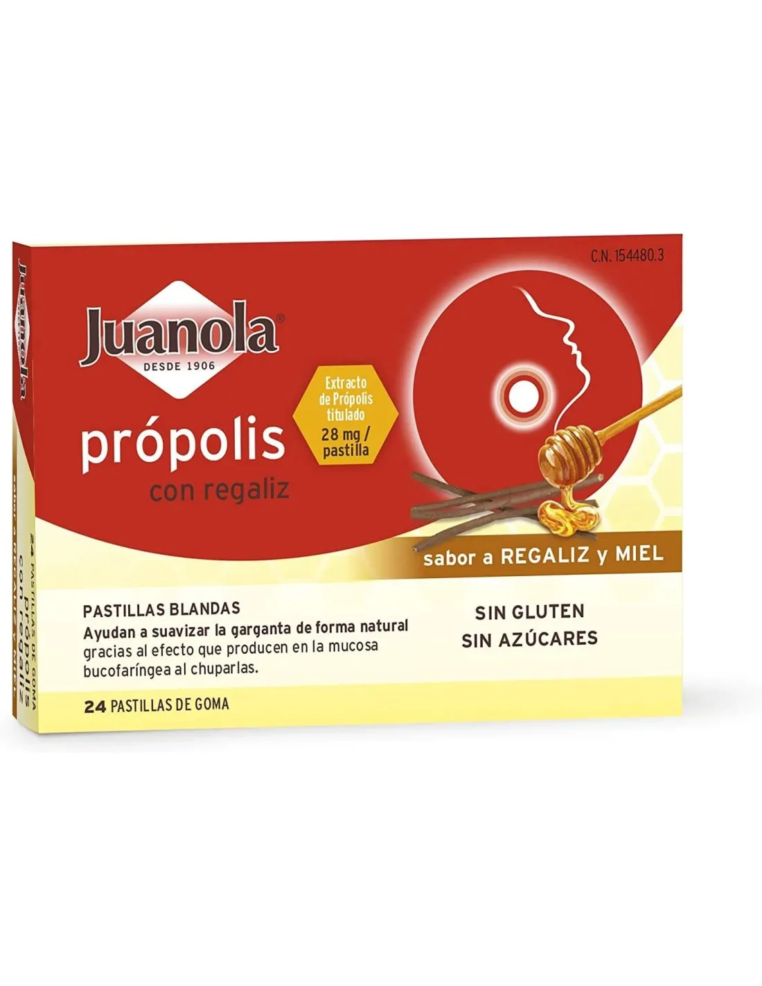 Juanola Própolis Sabor Regaliz y Miel 24 Pastillas de Goma