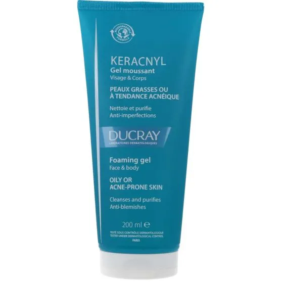 Keracnyl Ducray Gel limpiador piel grasa cara y cuerpo