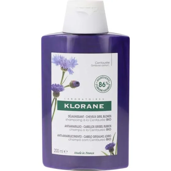 Klorane Champú Centaurea Antiamarilleo Cabellos Grises y Rubios 200 ml