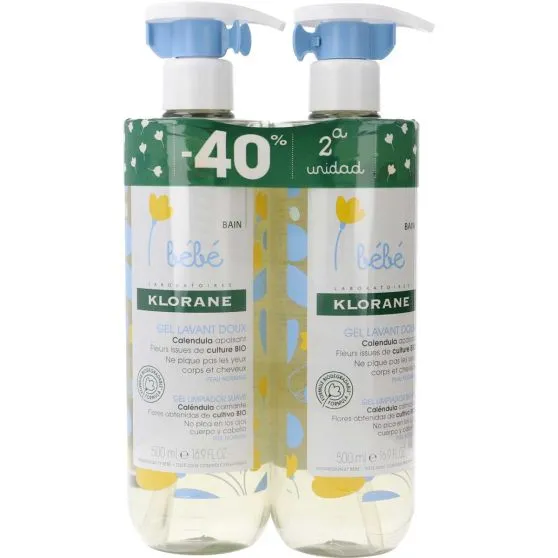 Klorane Pack Ahorro Gel lavante con Caléndula para el bebé