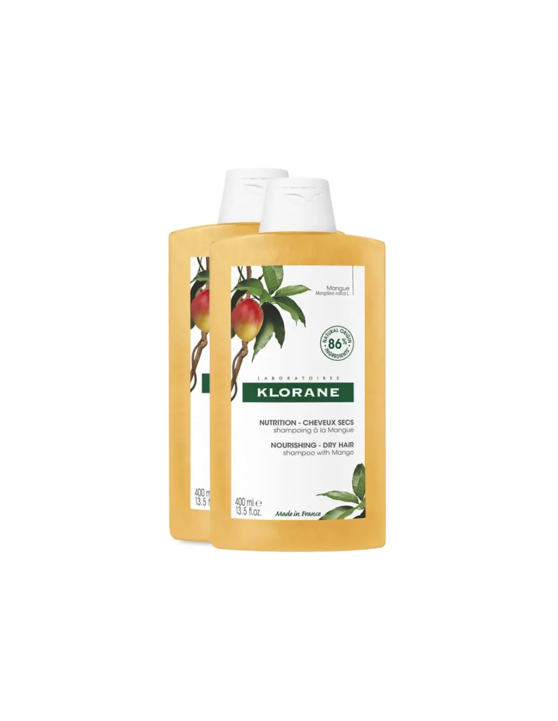 KLORANE Duplo Champú al Mango Nutritivo Cabello Seco 2x400 ml