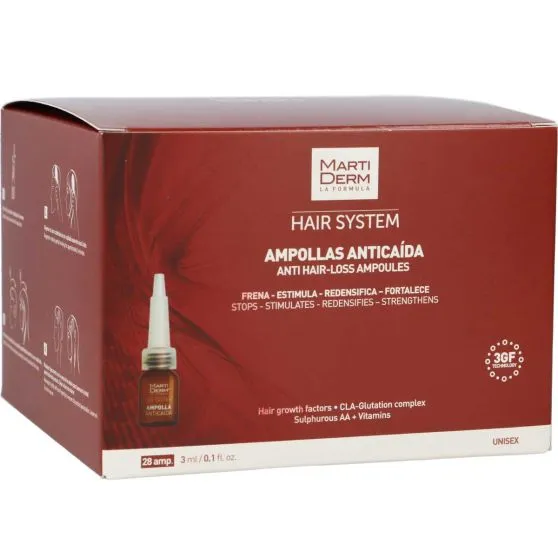 Martiderm Hair System 28 Ampollas Anticaída estimulantes de crecimiento