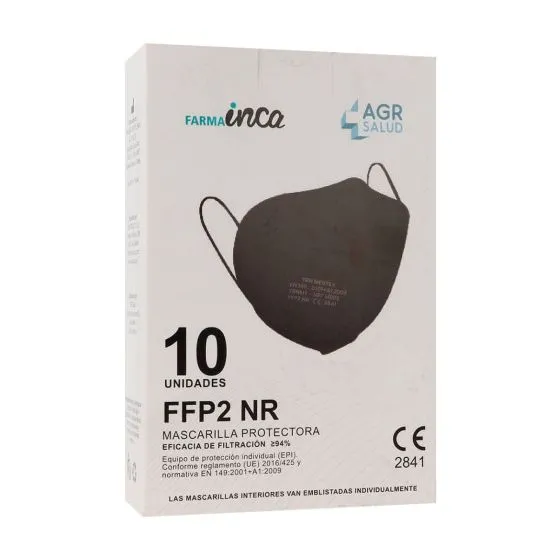 Farmainca Mascarilla FFP2 NR CE Negra 10 uds Adulto