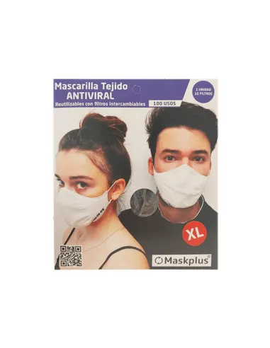 MASKPLUS MASCARILLA ADULTO REUTILIZABLE NEGRA TALLA XL 1 UNIDAD + 10 FILTROS