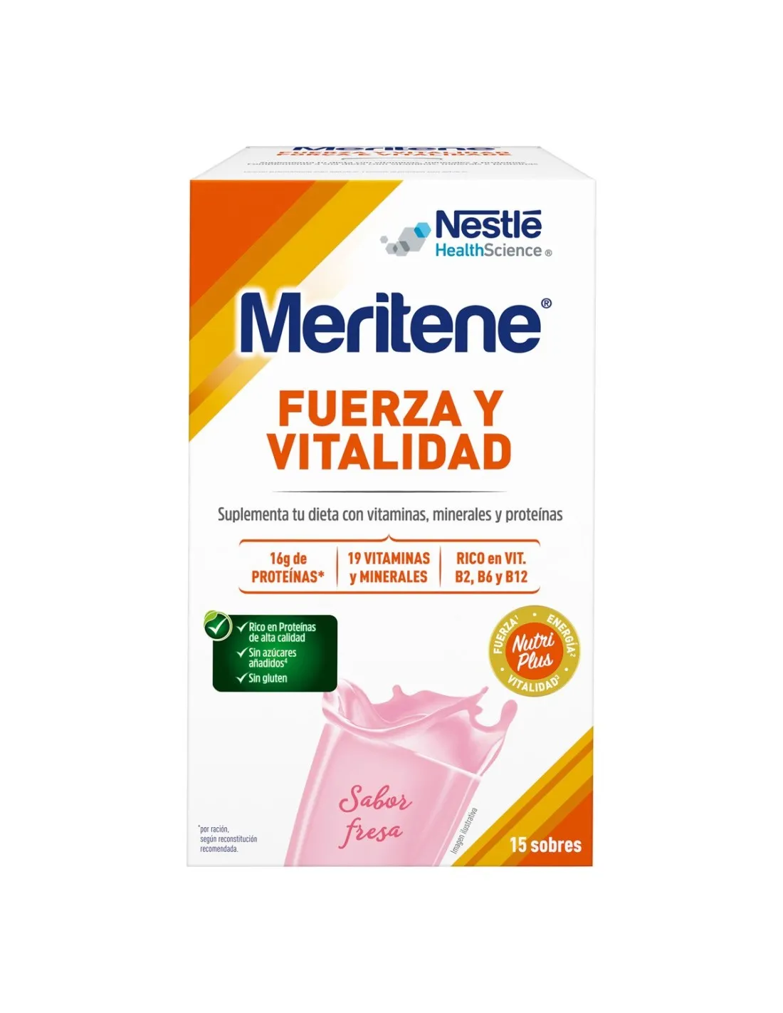 Meritene Fuerza y Vitalidad Sabor Fresa 15 Sobres