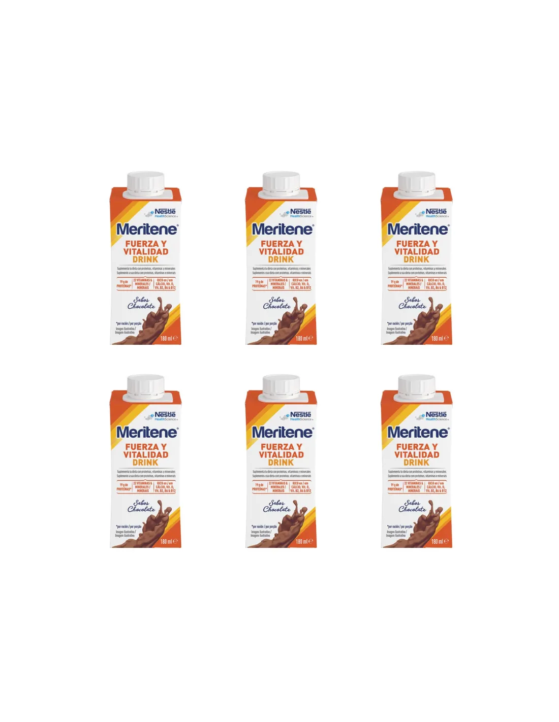 Meritene Fuerza y Vitalidad Drink Sabor Chocolate 6x180 ml