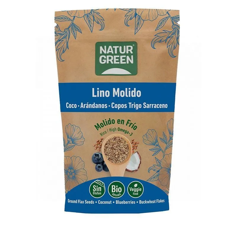 NaturGreen Semillas Lino, Trigo, Sarraceno, Coco y Blueberry bio 225gr