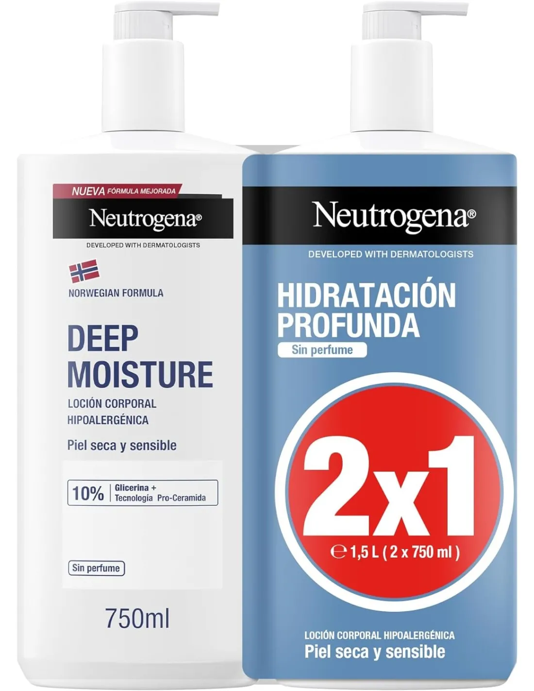 Neutrogena Duplo Hidratación Profunda Loción Hipoalergénica 2x750 ml