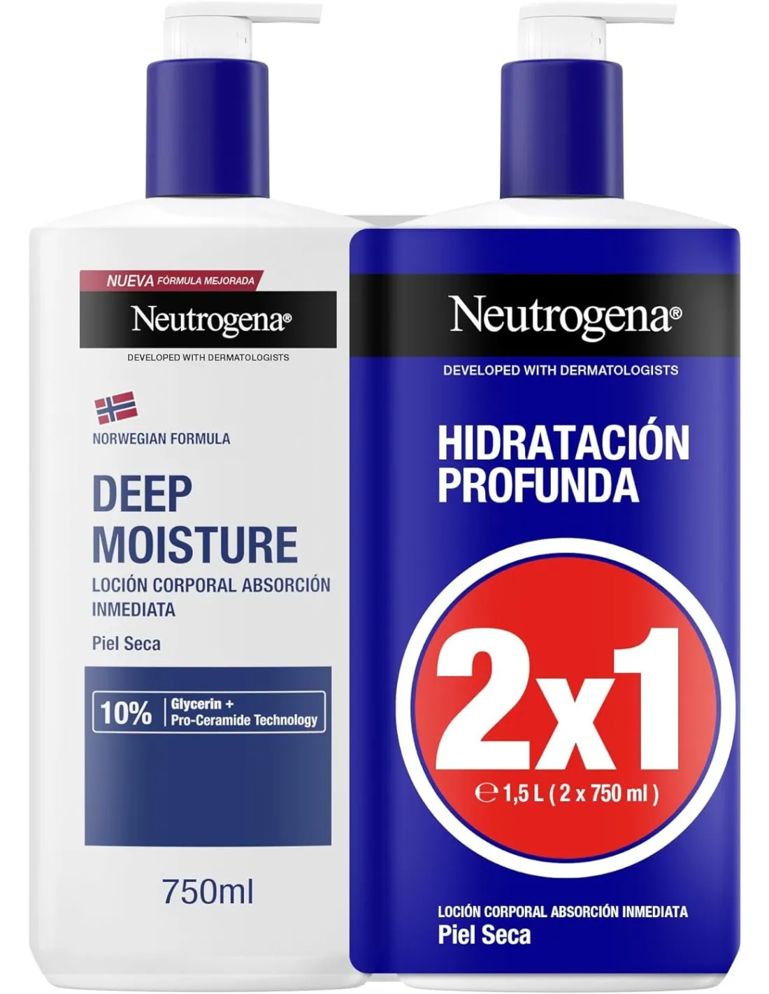 Neutrogena Duplo Hidratación Profunda Loción de Absorción Inmediata 2x750 ml