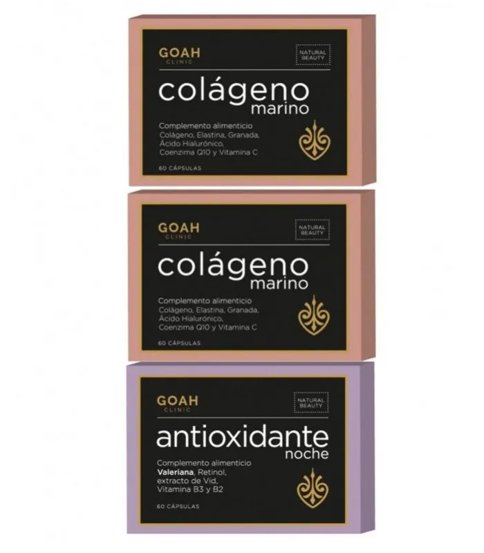 GOAH Clinic Pack Colágeno Marino 2x60 Cápsulas + Antioxidante Noche 60 Cápsulas