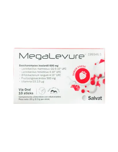 MEGALEVURE 10 STICKS SABOR FRESA