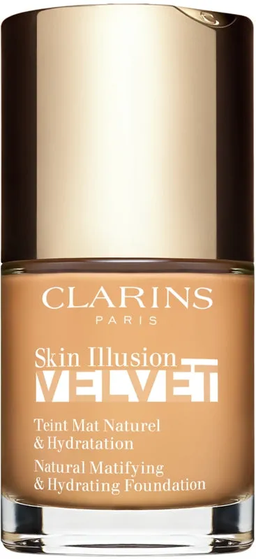 Clarins Skin Illusion Velvet liquid foundation with a matte finish and a nourishing effect, colour 112.5W 30 ml