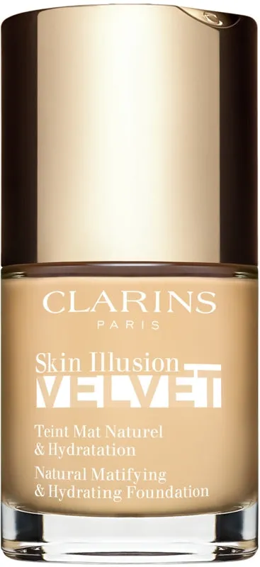 Clarins Skin Illusion Velvet liquid foundation with a matte finish and a nourishing effect, colour 100.5W 30 ml