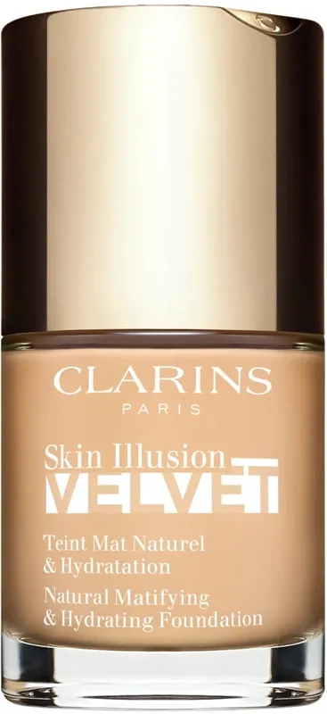Clarins Skin Illusion Velvet liquid foundation with a matte finish and a nourishing effect, colour 103N 30 ml