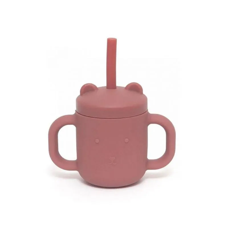 Tutete Taza Silicona con Asas y Pajita Petit Monkey Rosa