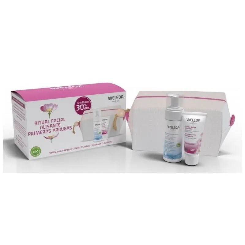 Weleda Pack Rosa Mosqueta Crema de Día Alisante + Espuma Limpiadora + Neceser